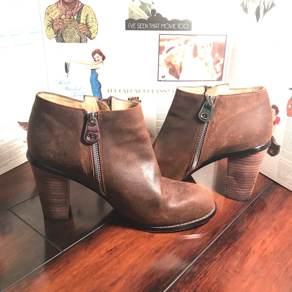 SUNDANCE CATALOG Zipper Leather Ankle Booties 8